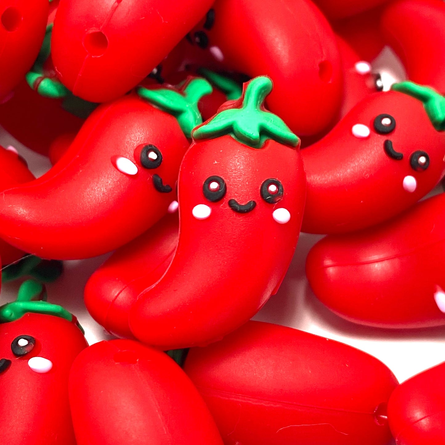 Red, Bold & Spicy 3D Silicone Focal Beads