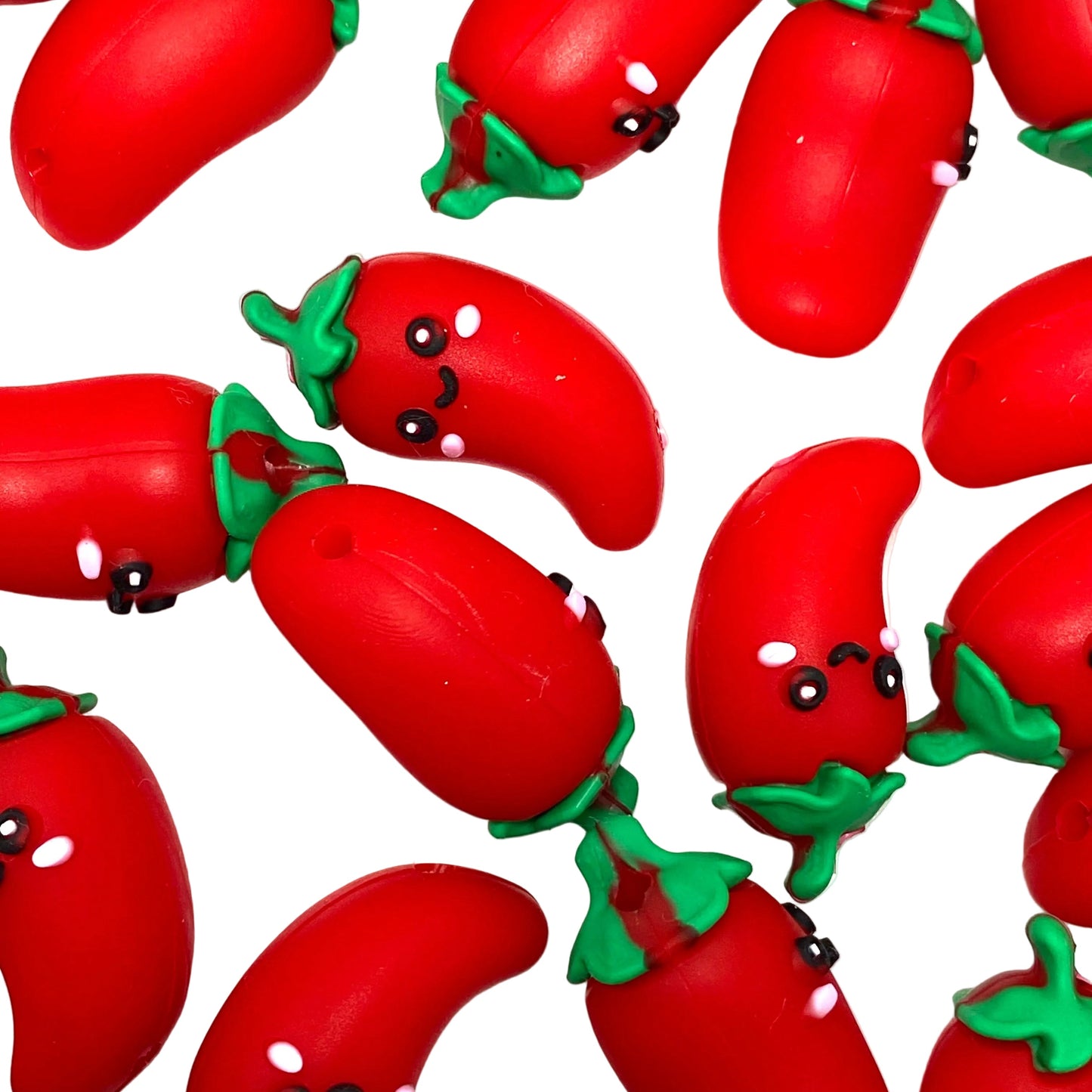 Red, Bold & Spicy 3D Silicone Focal Beads