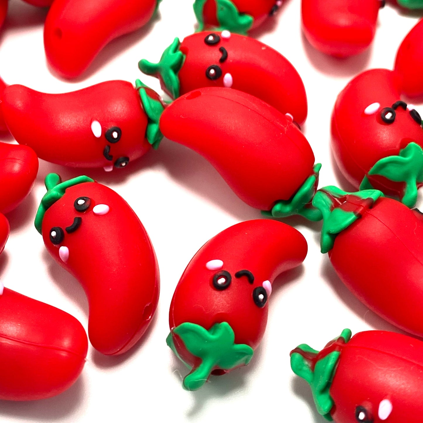 Red, Bold & Spicy 3D Silicone Focal Beads