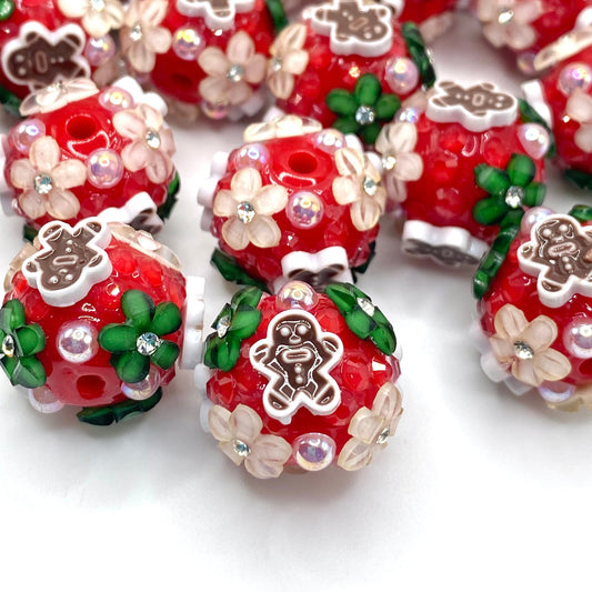 Christmas Fancy Flower Beads- 5pcs