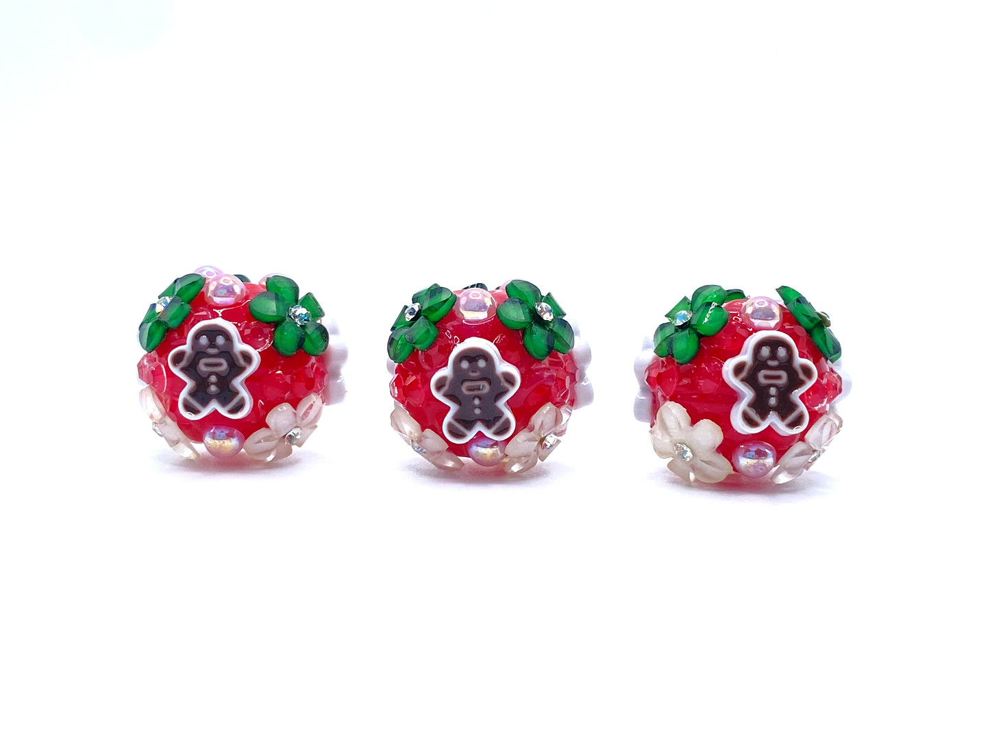 Christmas Fancy Flower Beads- 5pcs