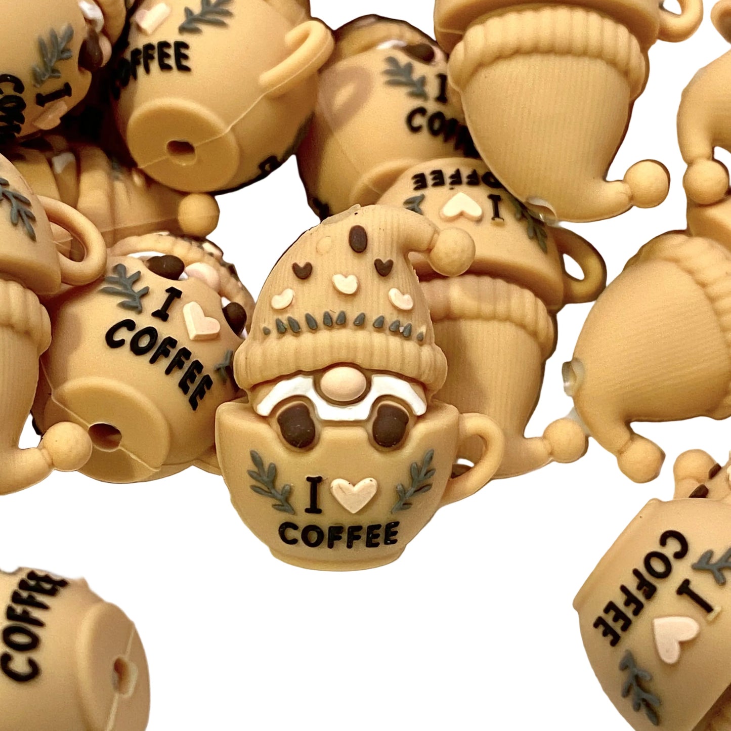 Coffee Time Gnomies 3D Silicone Focal Beads