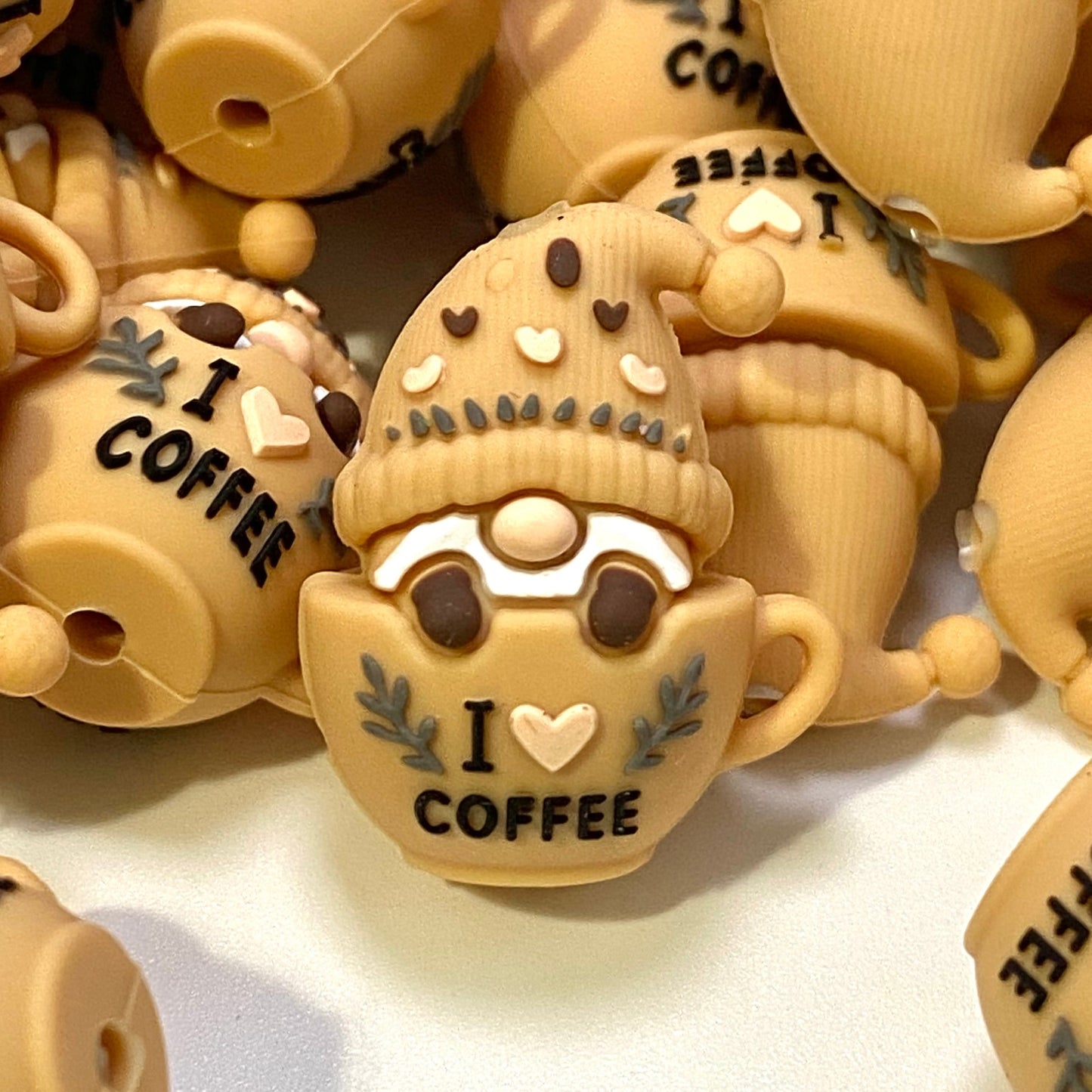 Coffee Time Gnomies 3D Silicone Focal Beads