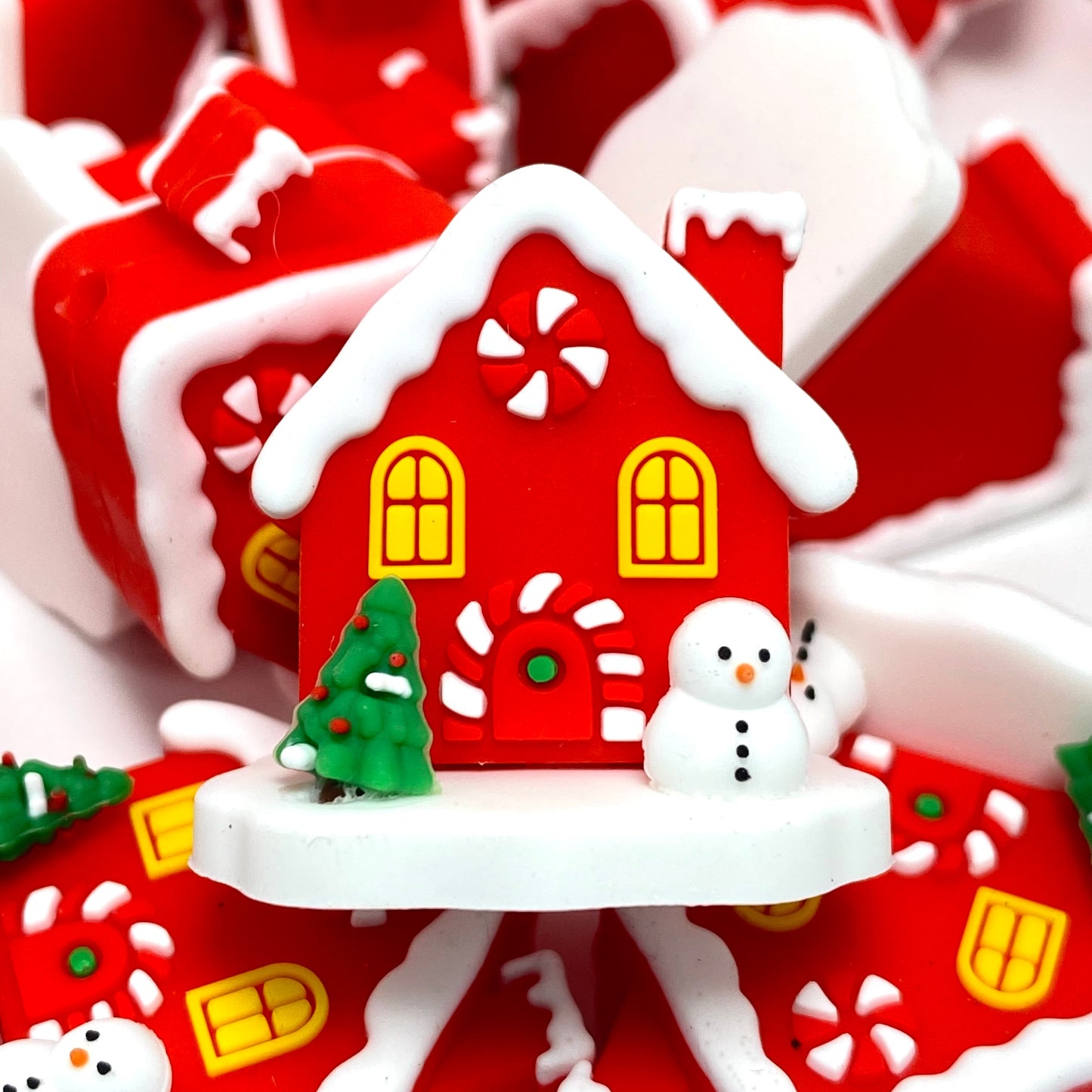 A Tiny Home in a Winter Wonderland 3D Silicone Focal Beads