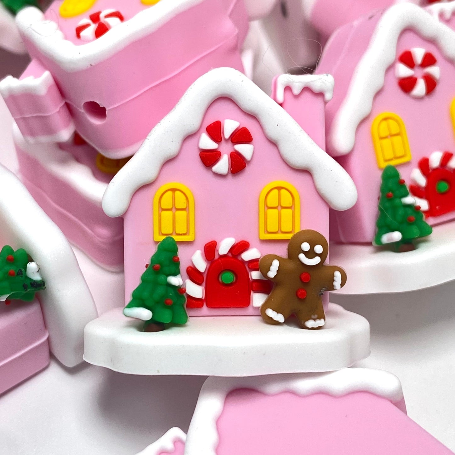 A Tiny Home in a Winter Wonderland 3D Silicone Focal Beads