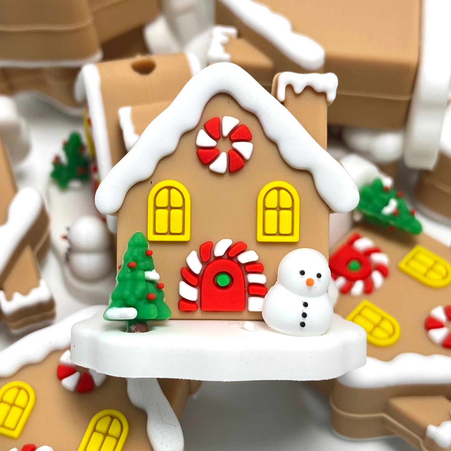 A Tiny Home in a Winter Wonderland 3D Silicone Focal Beads
