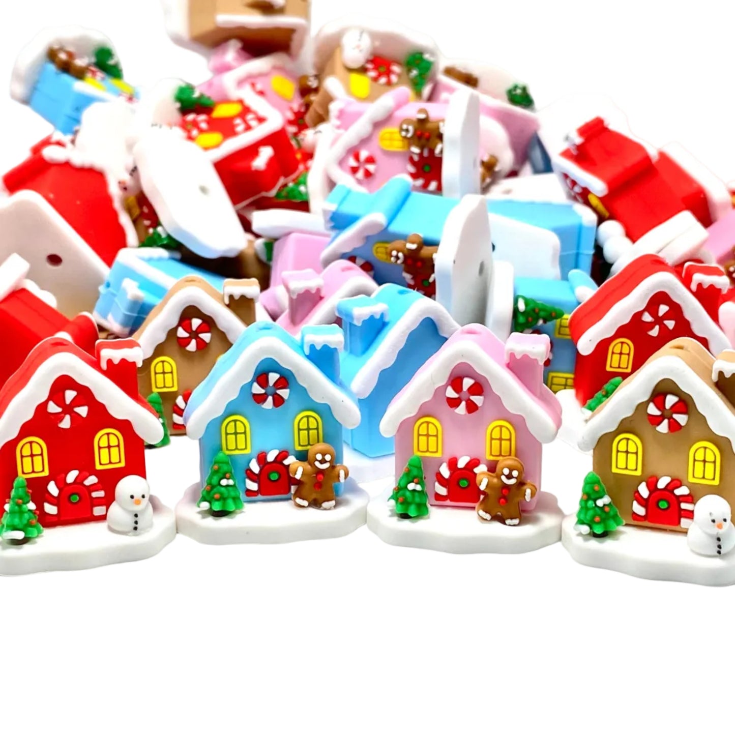 A Tiny Home in a Winter Wonderland 3D Silicone Focal Beads