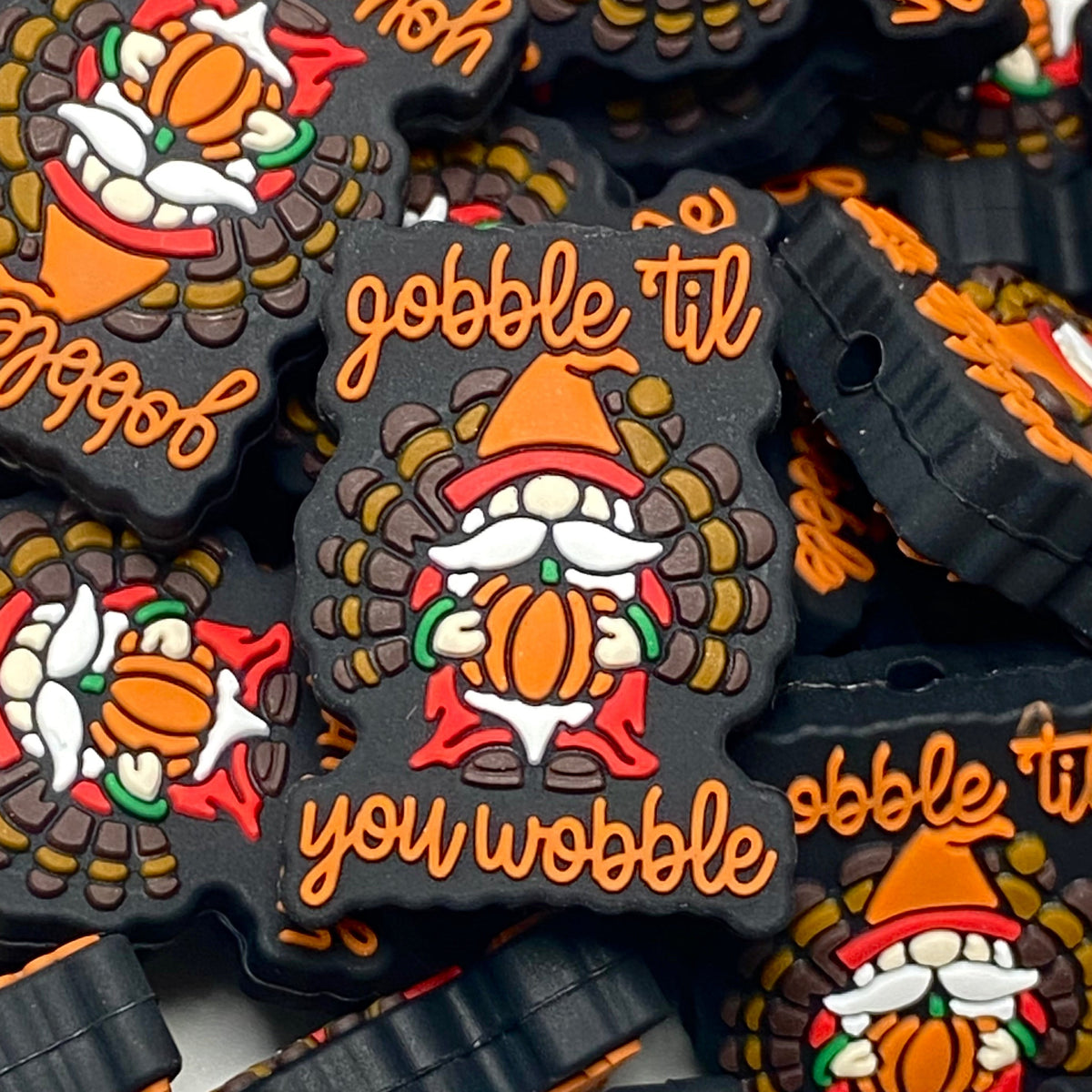 Gobble 'Till You Wobble Gnome Silicone Focal Beads