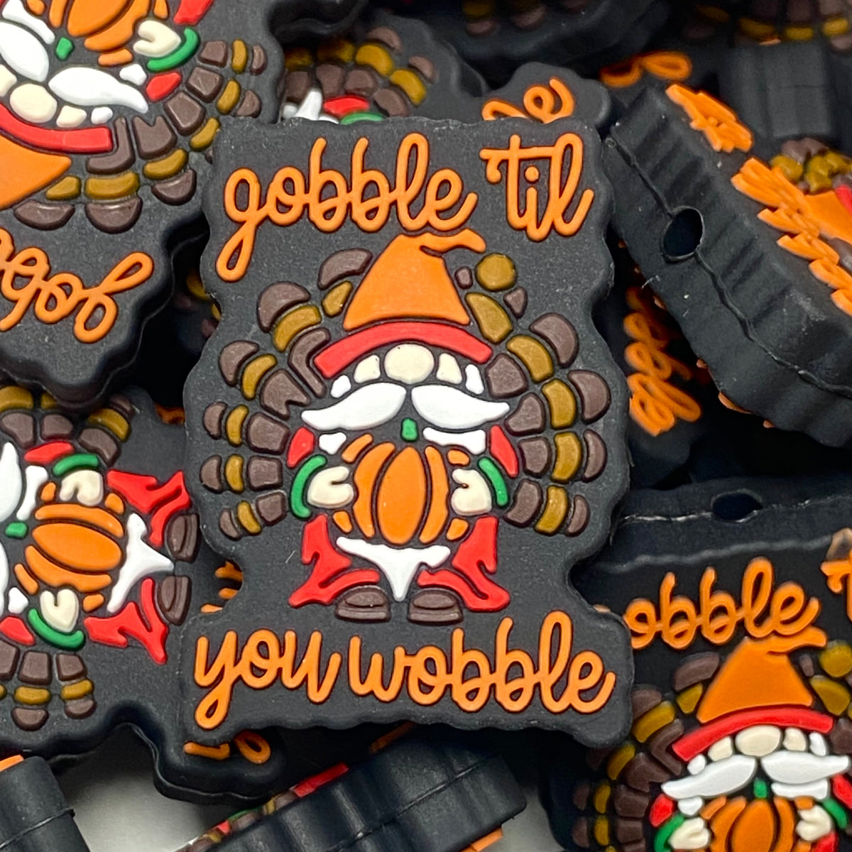 Gobble 'Till You Wobble Gnome Silicone Focal Beads