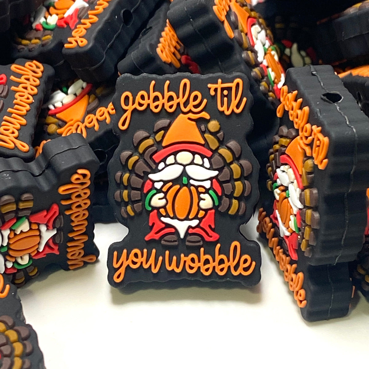 Gobble 'Till You Wobble Gnome Silicone Focal Beads