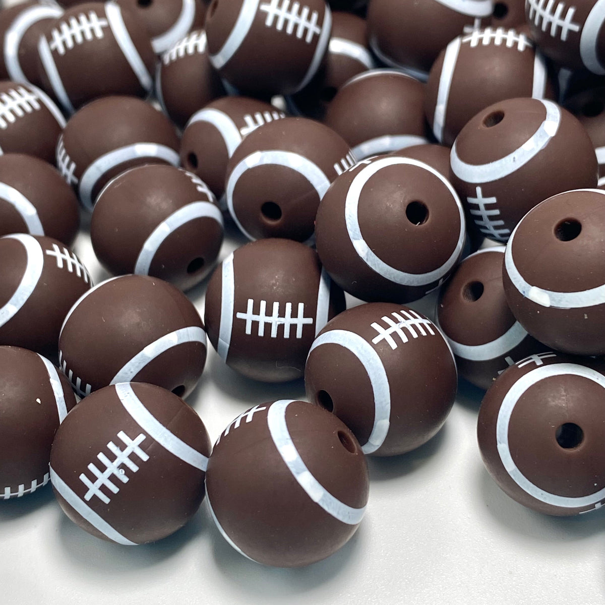 Football Vibes Only Printed Silicone Beads