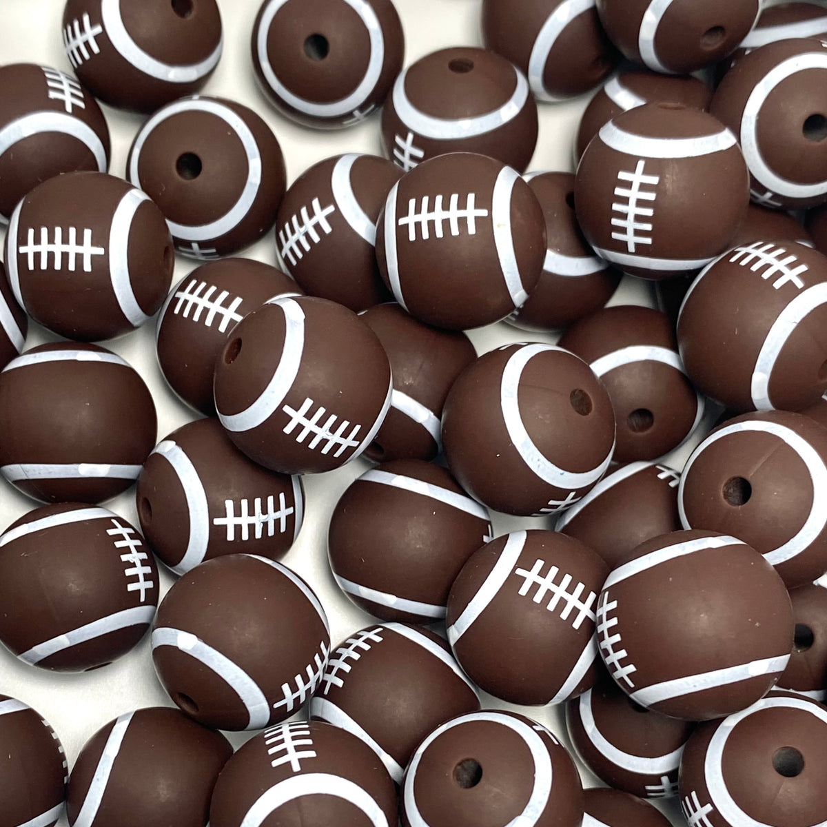 Football Vibes Only Printed Silicone Beads