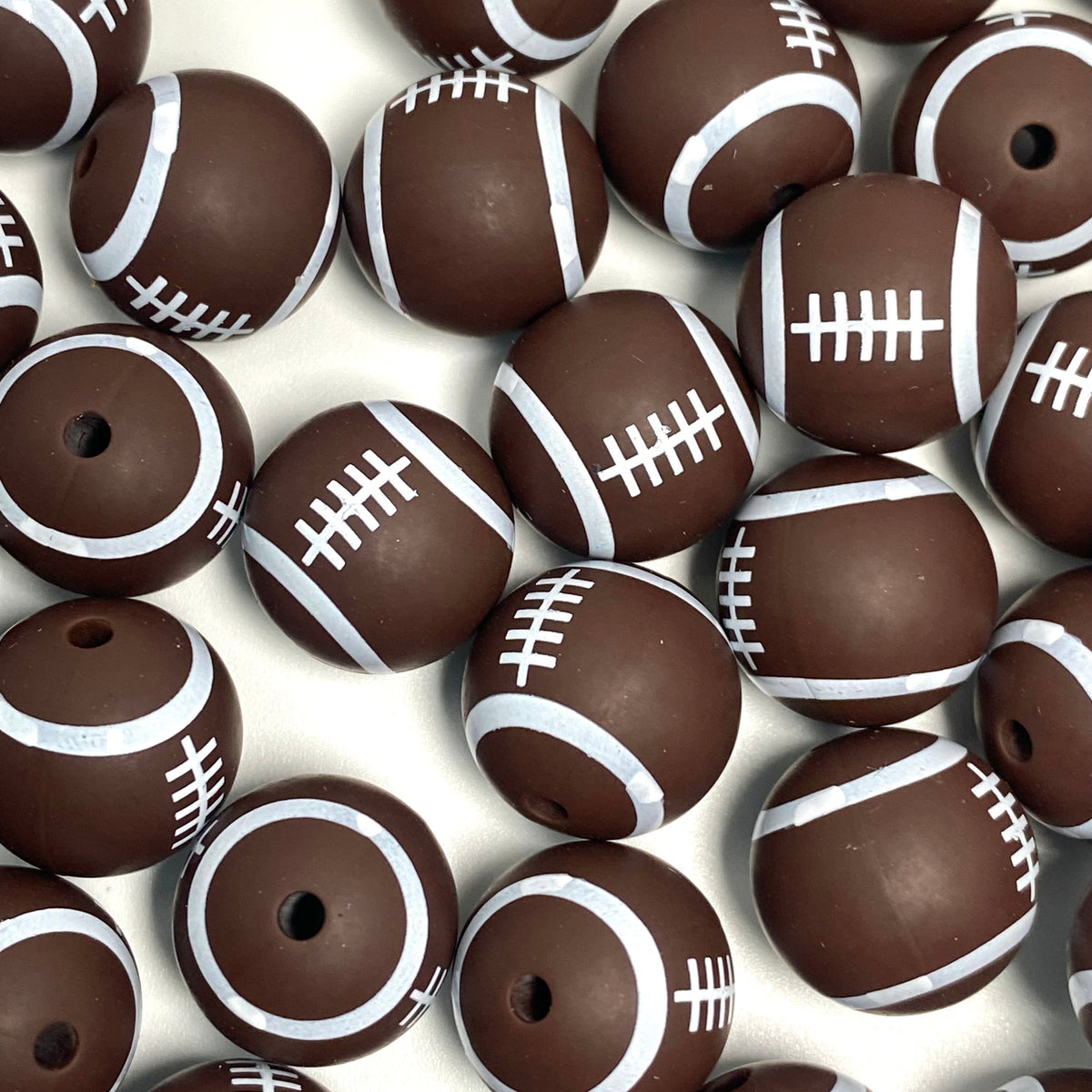 Football Vibes Only Printed Silicone Beads
