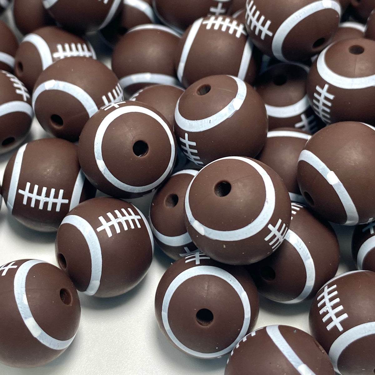 Football Vibes Only Printed Silicone Beads