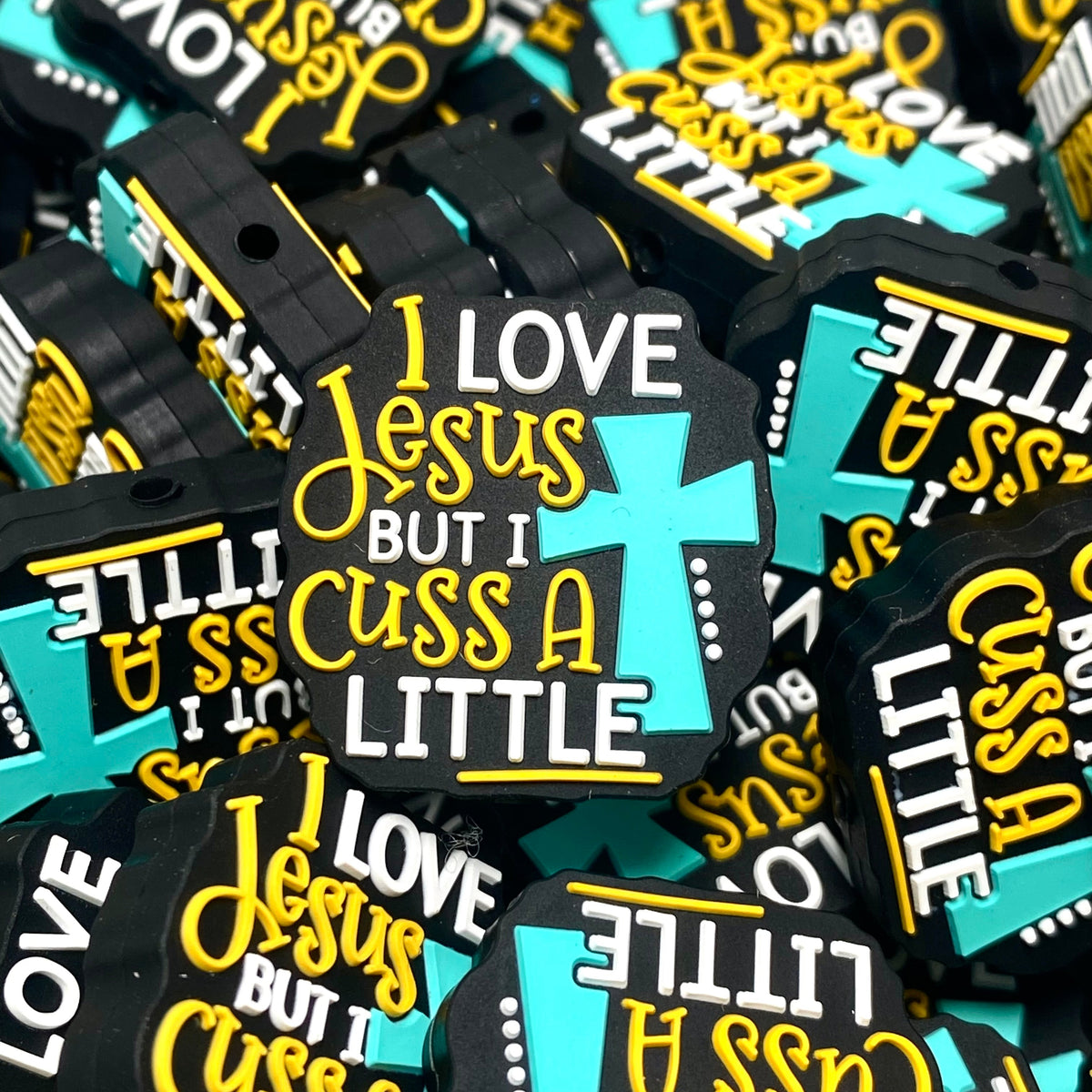 I Love Jesus but I Cuss a Little Silicone Focal Beads