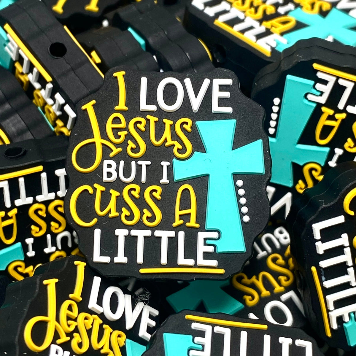 I Love Jesus but I Cuss a Little Silicone Focal Beads