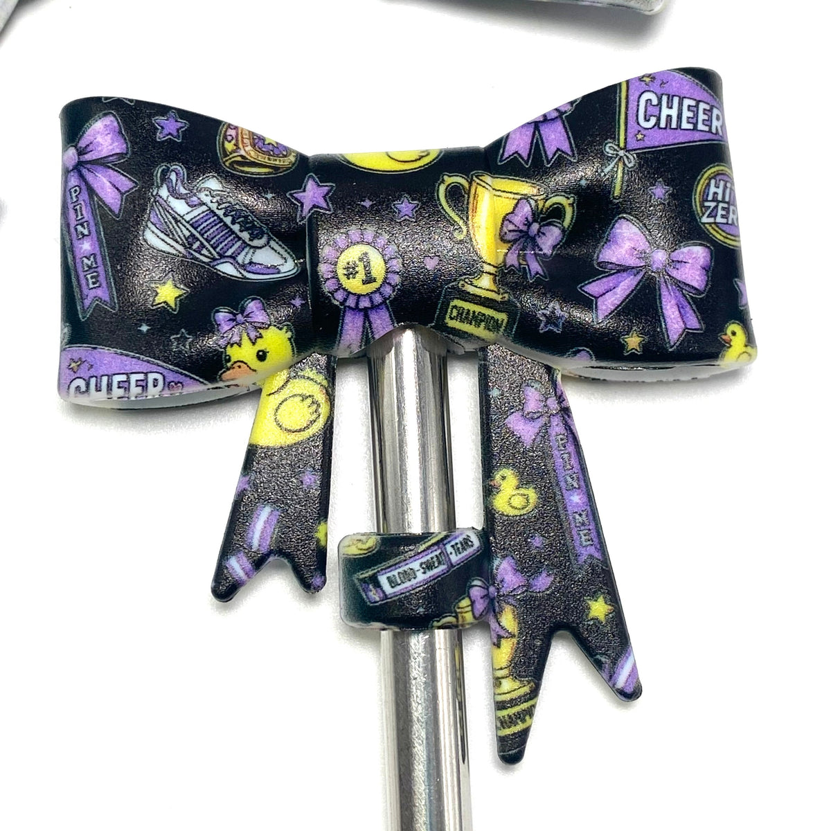 This is All Star Cheer 3D Silicone Straw Topper