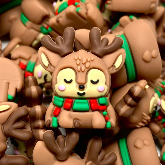 Reindeer Hugs & Cozy Snugs 3D Silicone Focal Beads