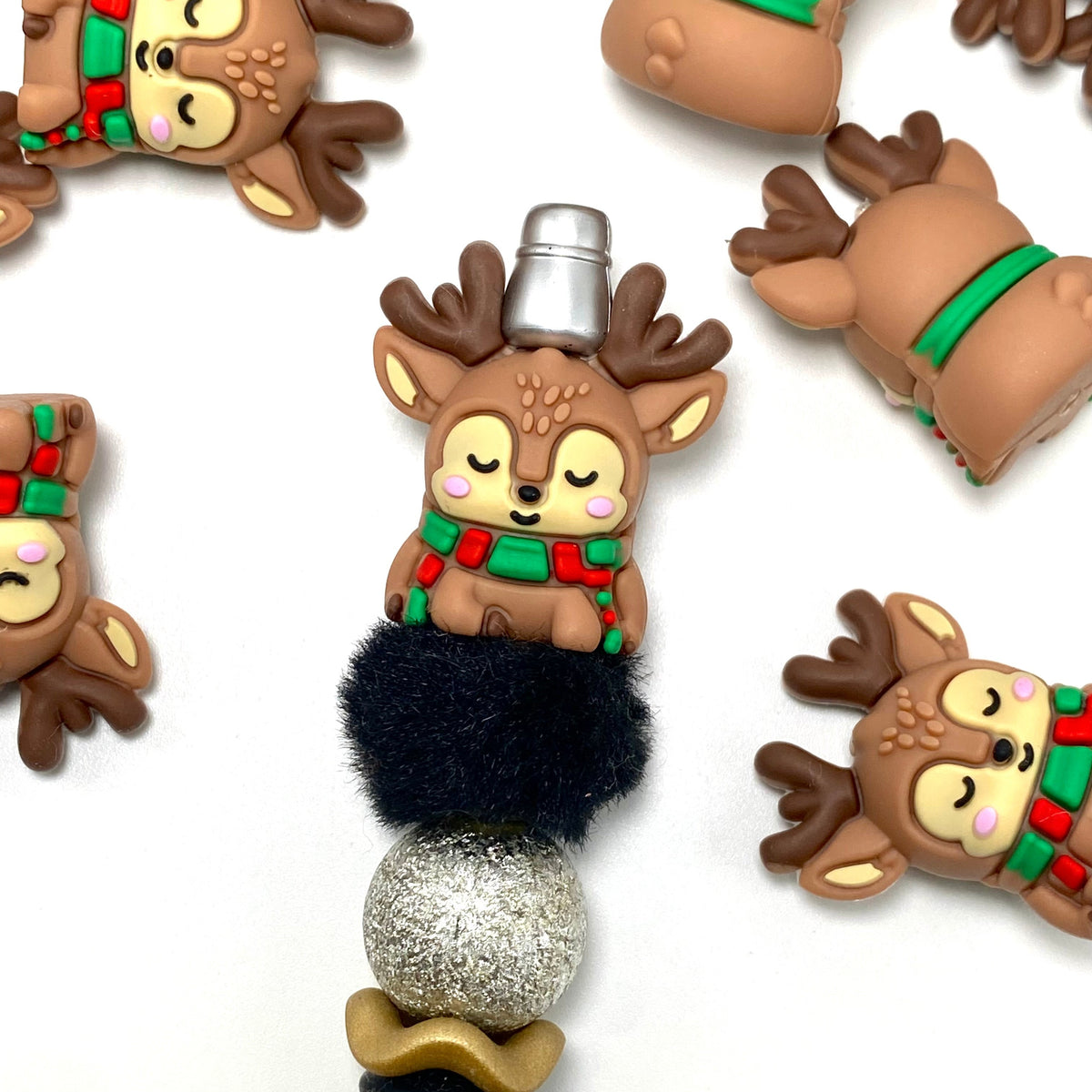 Reindeer Hugs & Cozy Snugs 3D Silicone Focal Beads