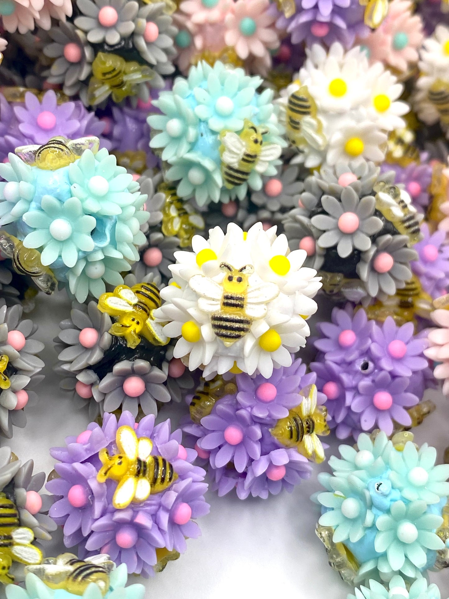 Even Busy Bees Stop and Smell The Roses Fancy Acrylic Beads