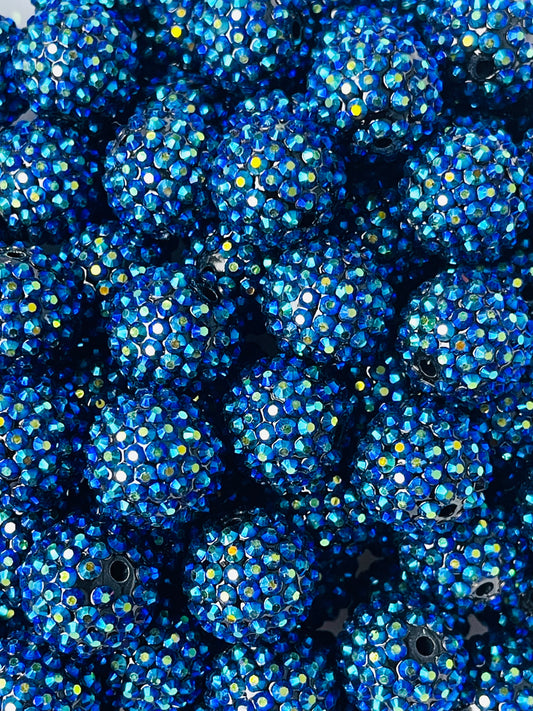 Below The Sea Rhinestone Beads 20mm | Dark Blue Colorful Beads | Rhinestone Bead
