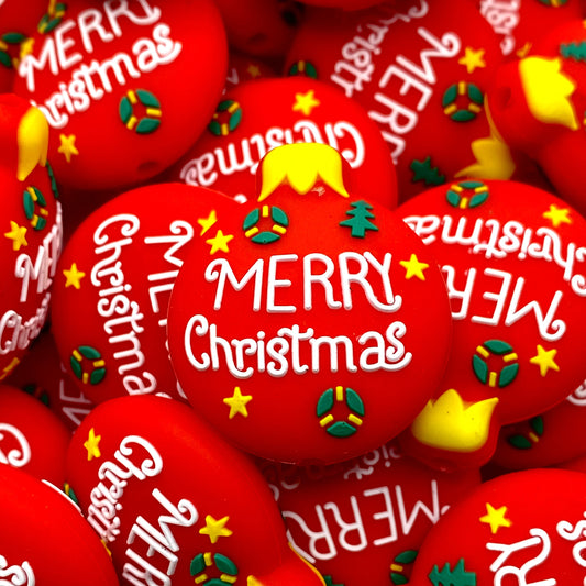 Merry Christmas Ornament 3D Silicone Focal Beads