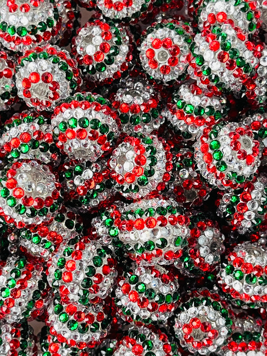 Festive Rhinestone Beads 20mm | Christmas Color Beads
