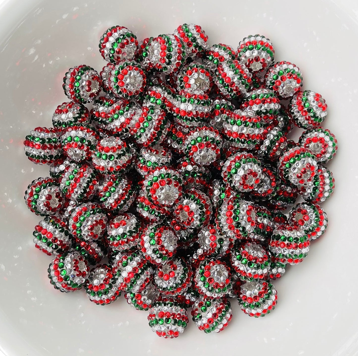Festive Rhinestone Beads 20mm | Christmas Color Beads