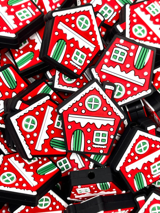 Christmas House Silicone Focal Beads