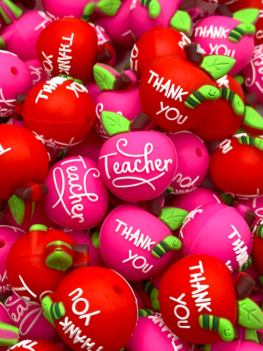 Thank You Teacher 3D Silicone Focal Beads