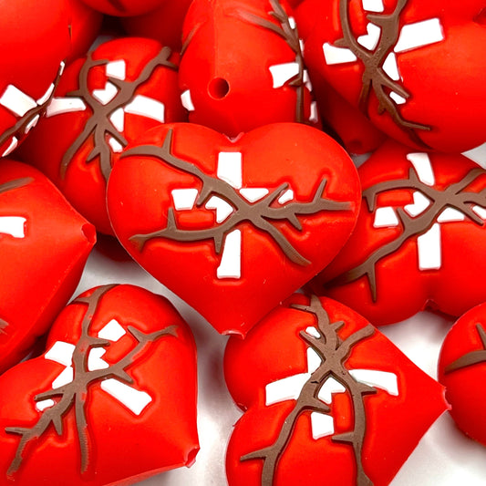 Trust His Heart 3D Silicone Focal Beads