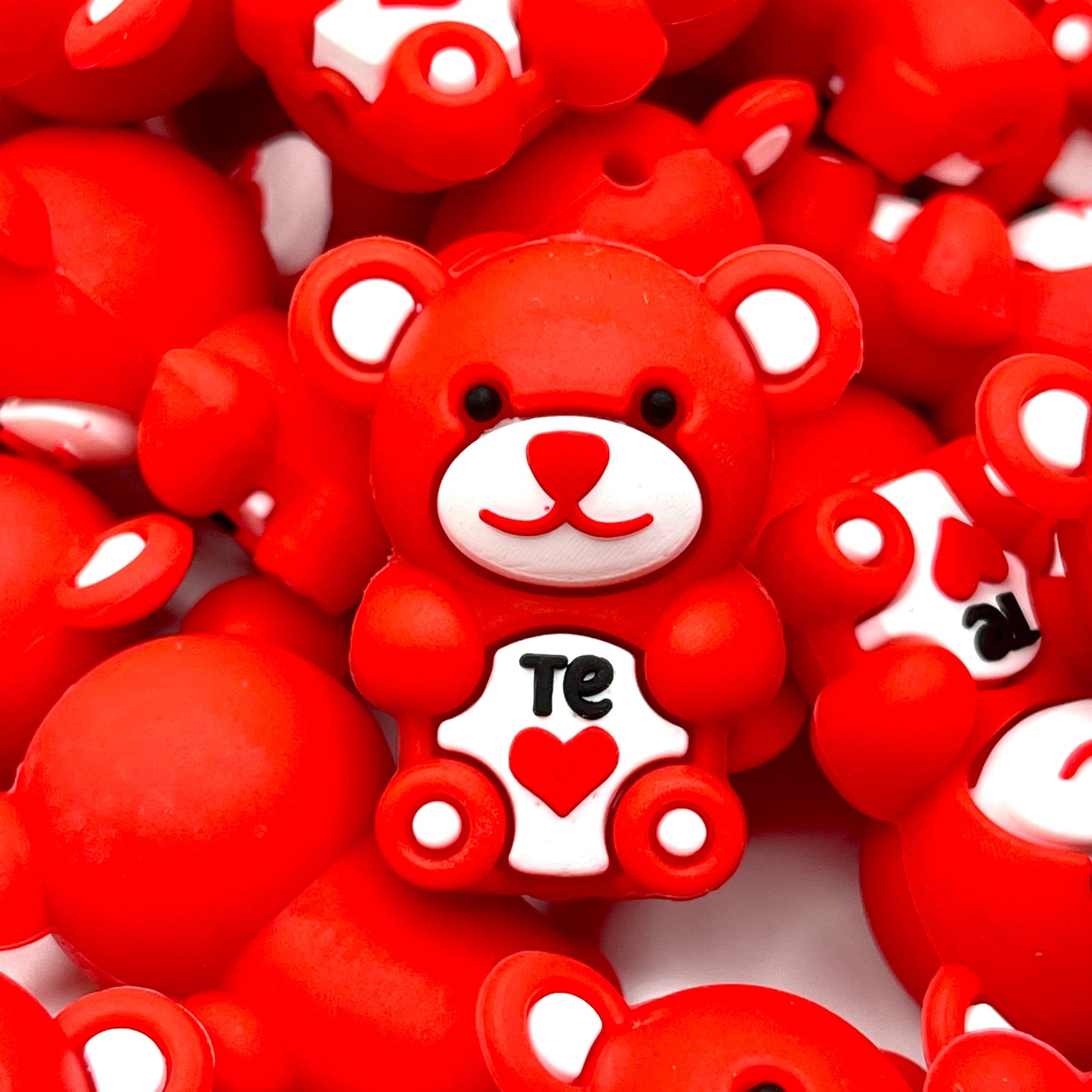 Beary Cute Valentine 3D Silicone Focal Beads