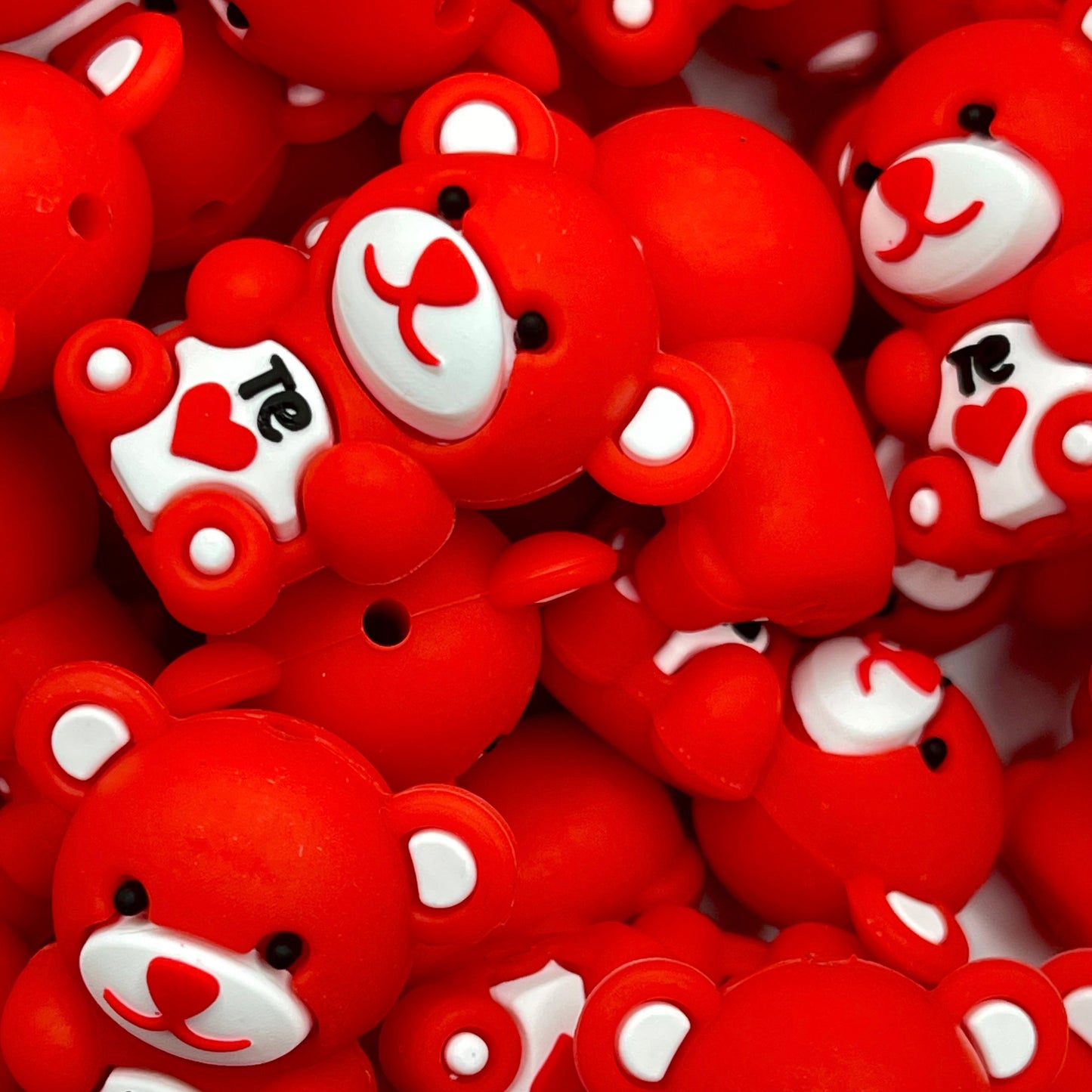 Beary Cute Valentine 3D Silicone Focal Beads