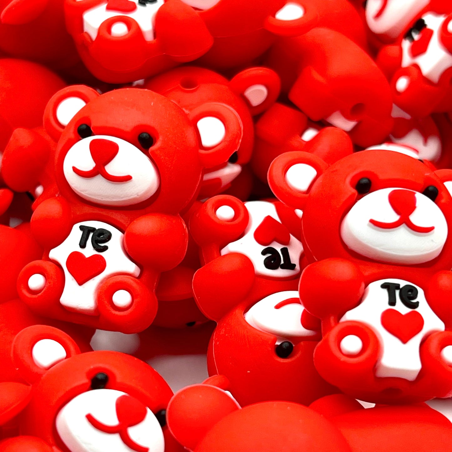 Beary Cute Valentine 3D Silicone Focal Beads