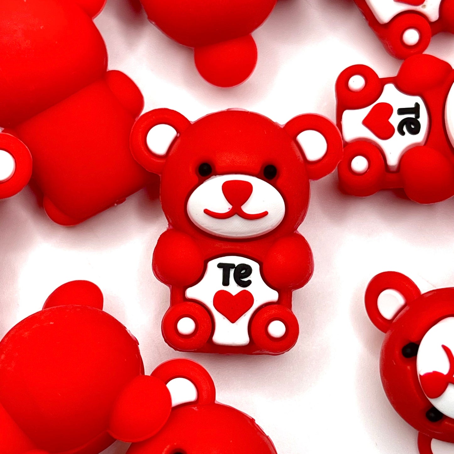 Beary Cute Valentine 3D Silicone Focal Beads