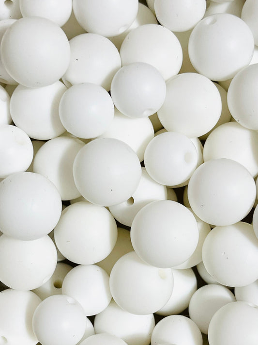 White Silicone Beads 15mm