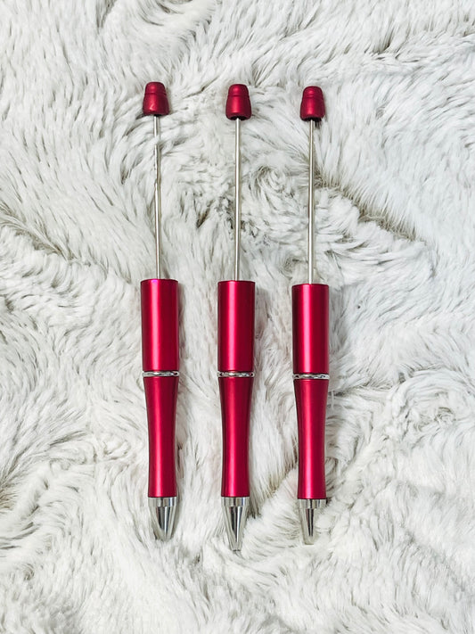 Shinny Red 6pcs / Lot - Plastic Beadable Pens