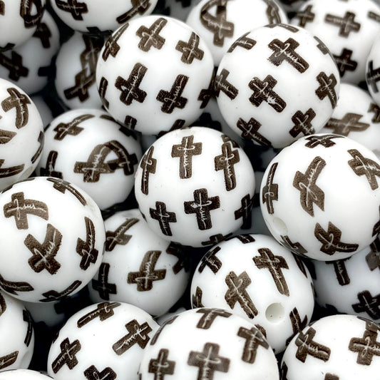 While The World Changes, The Cross Stands Firm Printed Silicone Beads