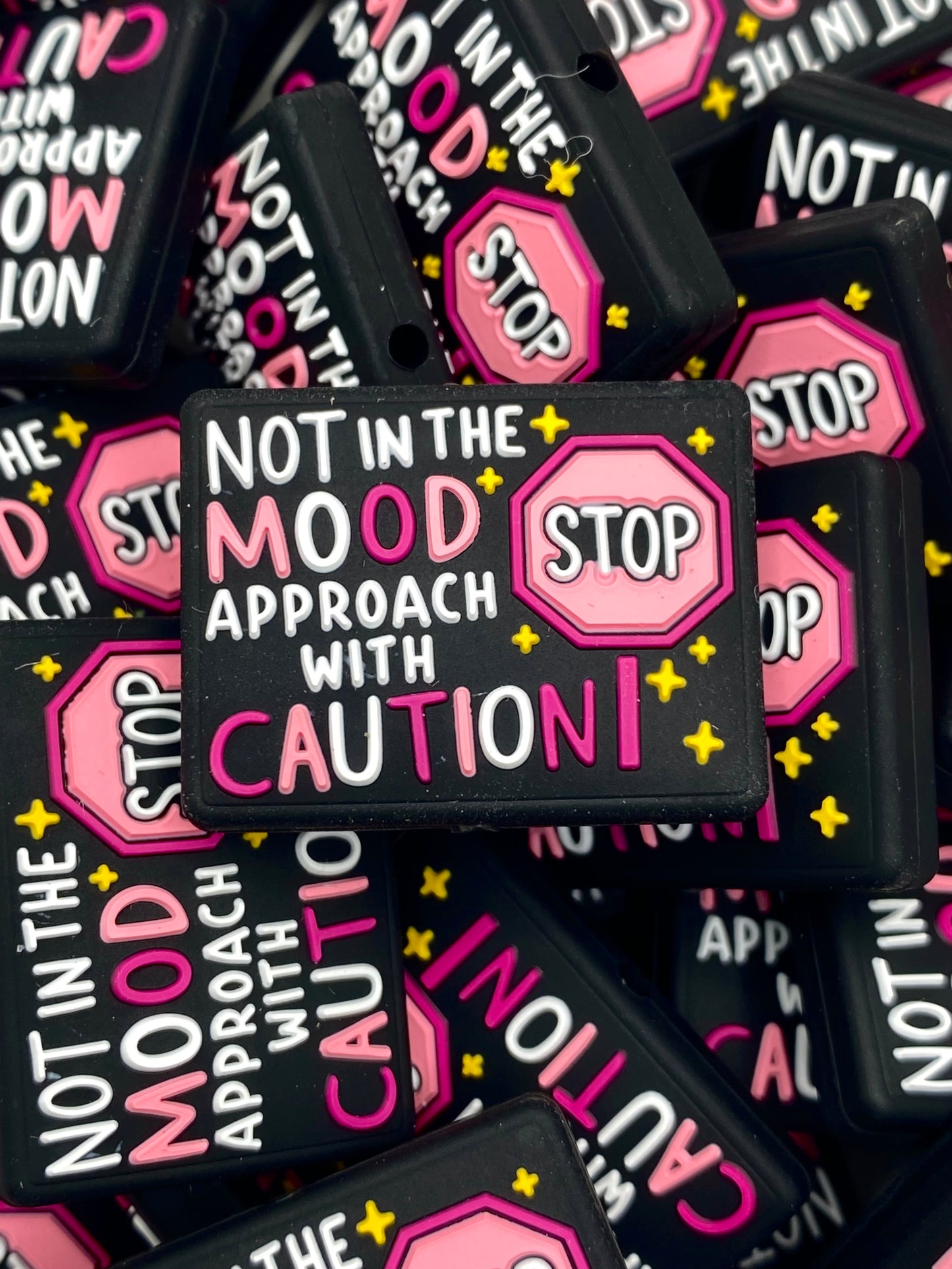 Not In The Mood, Approach With Caution Silicone Focal Beads