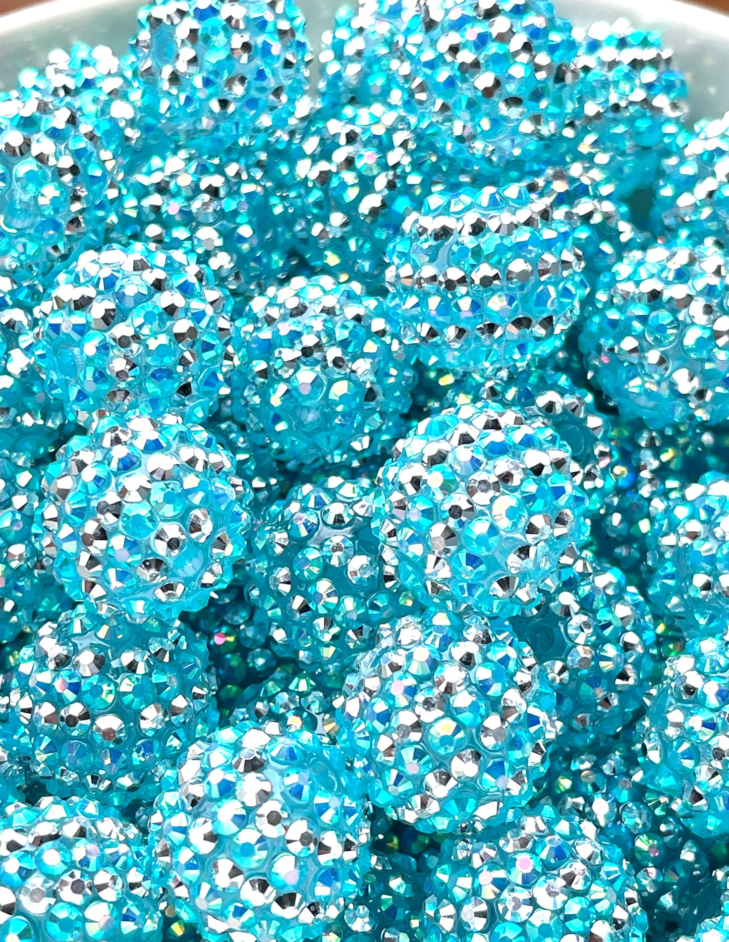 Aqua Girl Rhinestone Beads 20mm | Blue Beads | Silver Beads | Bubblegum Beads | 20mm Beads