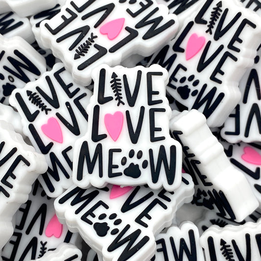 Live Love Meow Silicone Focal Beads