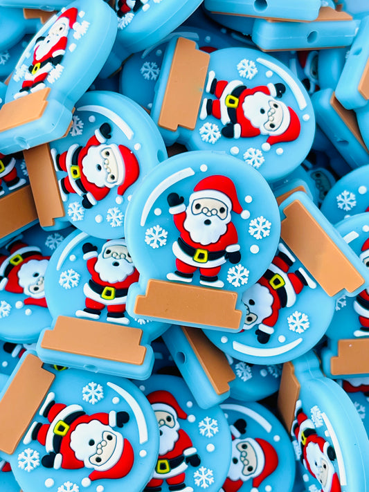 Santa Snow Globe Silicone Focal Beads