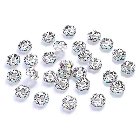 Spacer Beads SP104 | Rhinestone Beads | Jewelry Beads | | Flower Crystal Circle Beads