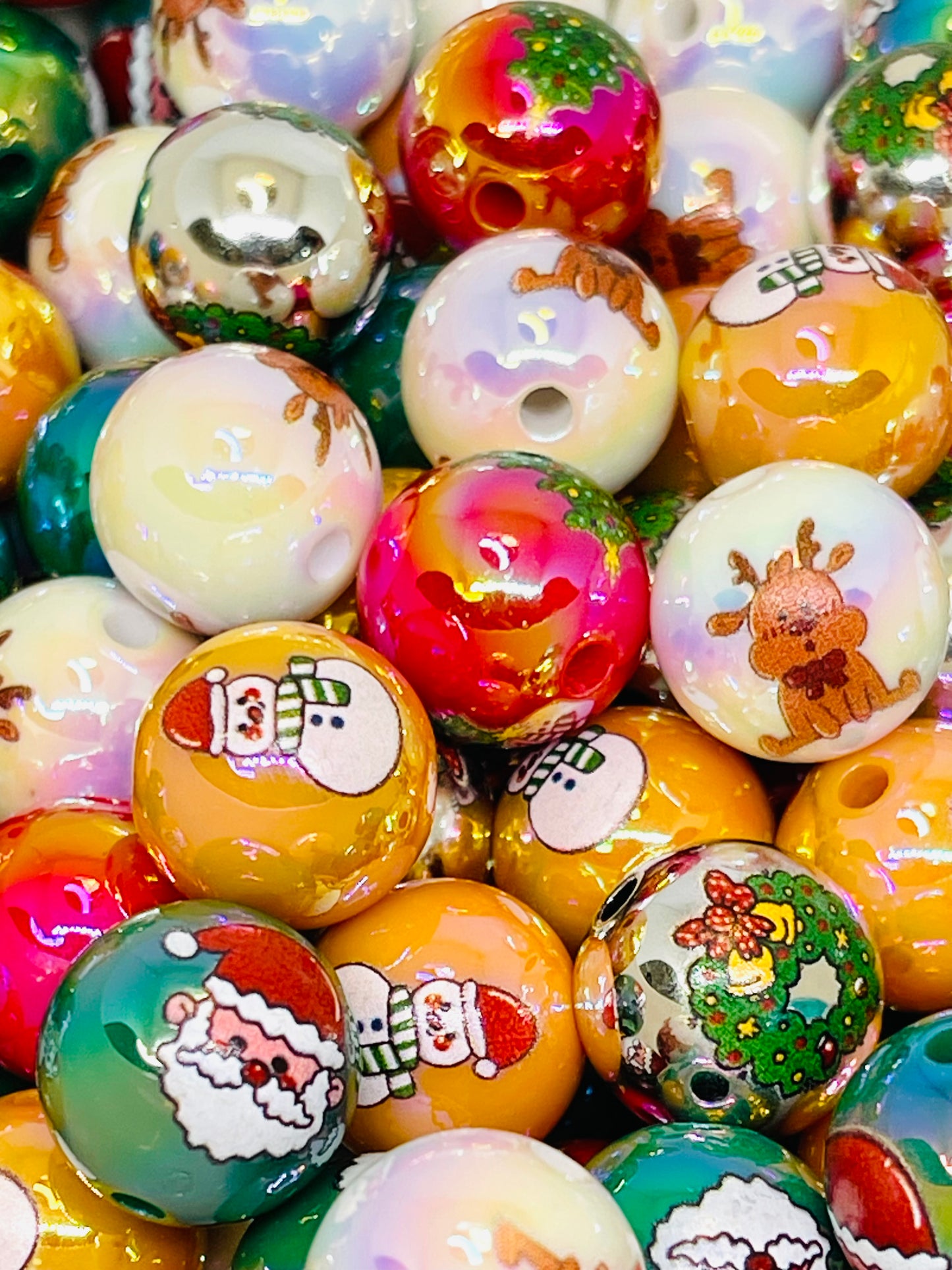 Christmas Printed Acrylic Beads