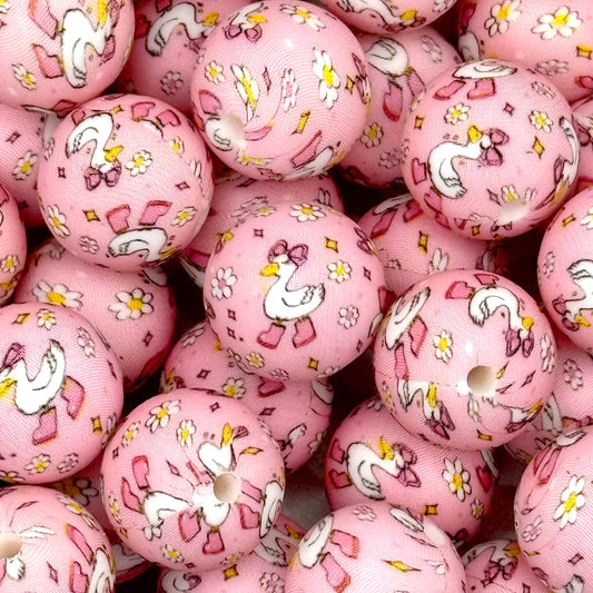 Certified Cute Goose Printed Silicone Beads