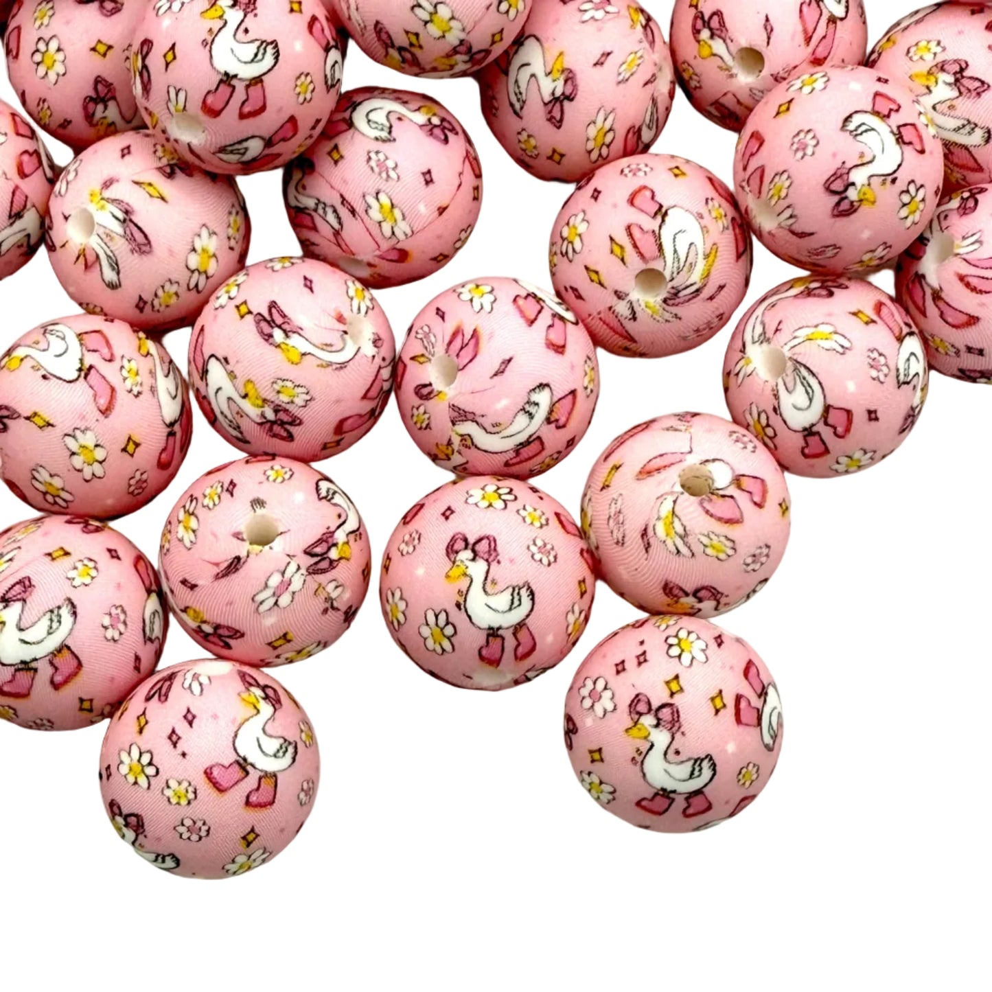 Certified Cute Goose Printed Silicone Beads