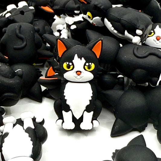 Tiny Tuxedo Troublemaker 3D Silicone Focal Beads