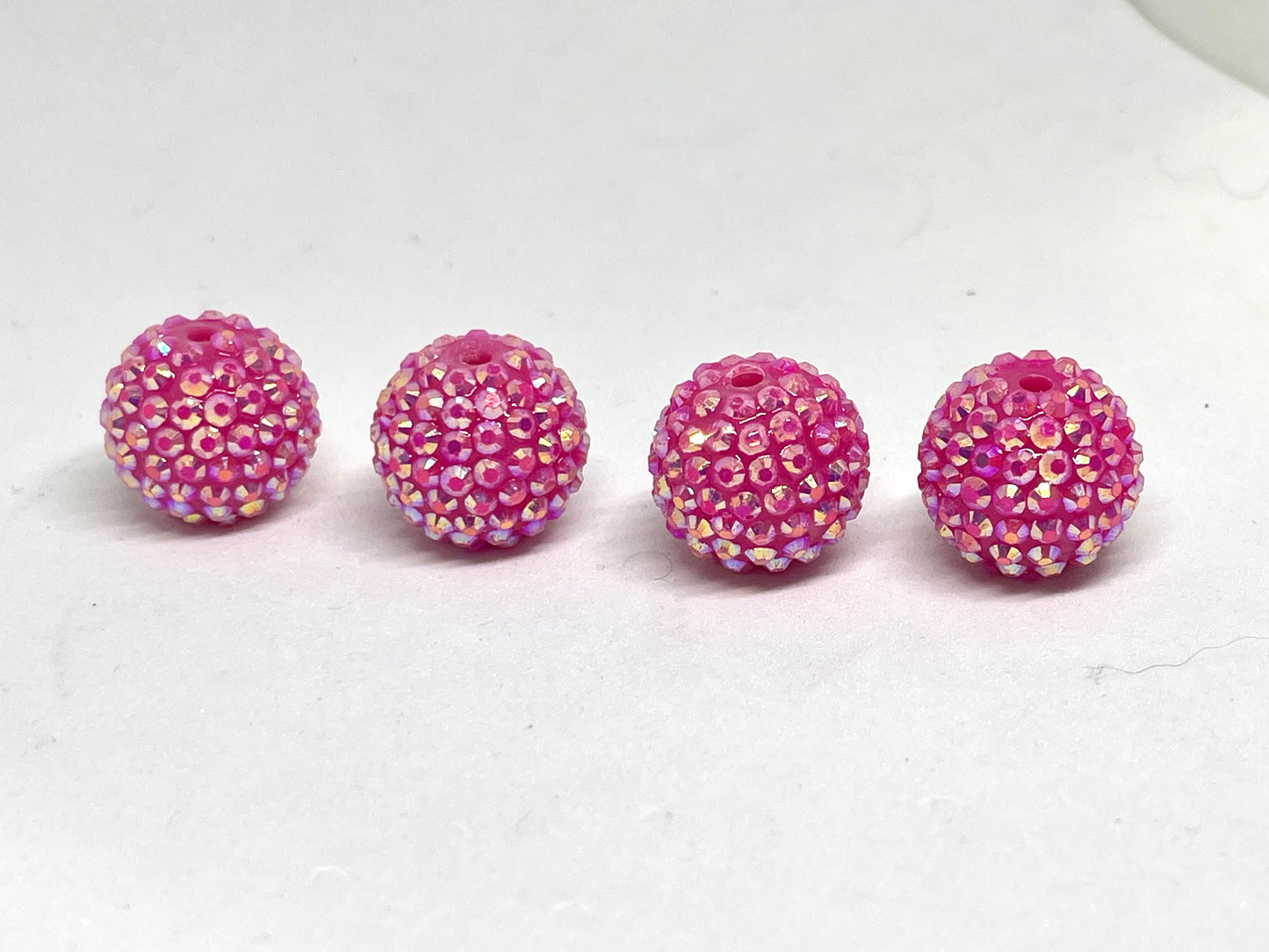 Pink Power Rhinestone Beads 20mm | Pink Colorful Beads | Rhinestone Bead | Pink Bead