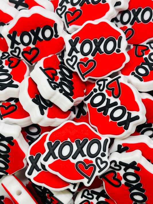 XOXO Silicone Focal Beads | Valentine Beads | Focal Beads | Heart Bead | XOXO Beads