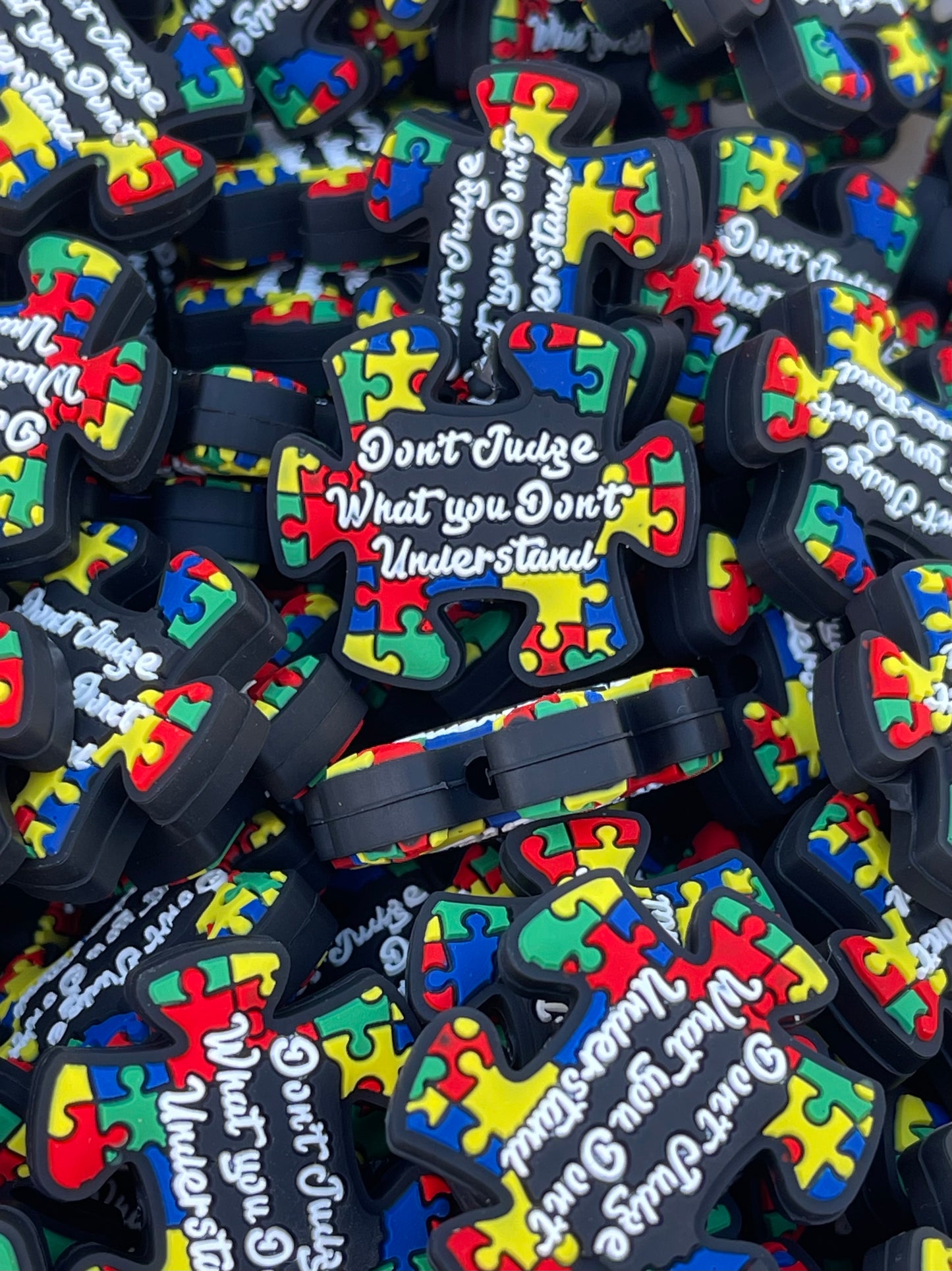 Don't Judge Silicone Focal Beads | Autism Beads | Colorful Bead | Autism Awareness Beads